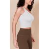 imageODODOS One Shoulder Crop Cami Tank for Women Seamless Ribbed Asymmetric Cropped TopsWhite