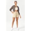 imageODODOS Stretch Woven Athletic Shorts for Women High Waist Summer Lightweight Casual Shorts with PocketsBeige