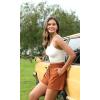 imageODODOS Stretch Woven Athletic Shorts for Women High Waist Summer Lightweight Casual Shorts with PocketsBurnt Orange