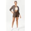imageODODOS Stretch Woven Athletic Shorts for Women High Waist Summer Lightweight Casual Shorts with PocketsCoffee