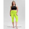 imageODODOS Womens High Waisted Yoga Capris with Pockets Tummy Control Non See Through Workout Athletic Running Capri LeggingsNeon Green Yellow