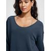imageODODOS Womens Modal SoftBreezy Wide Scoop Neck Pullover Oversized Long Sleeve SweatshirtsDeep Blue