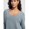 imageODODOS Womens Modal SoftBreezy Wide Scoop Neck Pullover Oversized Long Sleeve SweatshirtsGrey Blue