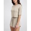 imageODODOS Womens PeachSoft Relaxed Fit Cropped TShirt Short Sleeve Crew Neck Casual Lounge TopBeige