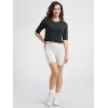 imageODODOS Womens PeachSoft Relaxed Fit Cropped TShirt Short Sleeve Crew Neck Casual Lounge TopBlack