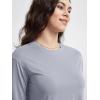 imageODODOS Womens PeachSoft Relaxed Fit Cropped TShirt Short Sleeve Crew Neck Casual Lounge TopGrey Blue