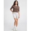 imageODODOS Womens PeachSoft Relaxed Fit Cropped TShirt Short Sleeve Crew Neck Casual Lounge TopTea Brown