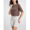 imageODODOS Womens PeachSoft Relaxed Fit Cropped TShirt Short Sleeve Crew Neck Casual Lounge TopTea Brown