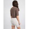 imageODODOS Womens PeachSoft Relaxed Fit Cropped TShirt Short Sleeve Crew Neck Casual Lounge TopTea Brown