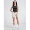 imageODODOS Womens Side Ruched Muscle Tee PeachSoft Sleeveless Shirts Crew Neck Tank TopsBlack