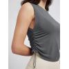 imageODODOS Womens Side Ruched Muscle Tee PeachSoft Sleeveless Shirts Crew Neck Tank TopsCharcoal