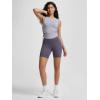 imageODODOS Womens Side Ruched Muscle Tee PeachSoft Sleeveless Shirts Crew Neck Tank TopsLight Gray