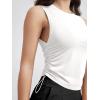 imageODODOS Womens Side Ruched Muscle Tee PeachSoft Sleeveless Shirts Crew Neck Tank TopsMilk White