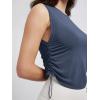 imageODODOS Womens Side Ruched Muscle Tee PeachSoft Sleeveless Shirts Crew Neck Tank TopsNaval