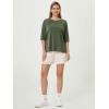 imageODODOS Womens Side Split Tee Modal Soft Raglan Short Sleeve Relaxed Fit Casual Lounge TShirts Yoga TopsArmy Green