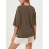 imageODODOS Womens Side Split Tee Modal Soft Raglan Short Sleeve Relaxed Fit Casual Lounge TShirts Yoga TopsBrown
