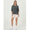 imageODODOS Womens Side Split Tee Modal Soft Raglan Short Sleeve Relaxed Fit Casual Lounge TShirts Yoga TopsCharcoal