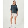imageODODOS Womens Side Split Tee Modal Soft Raglan Short Sleeve Relaxed Fit Casual Lounge TShirts Yoga TopsDeep Teal
