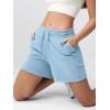 imageODODOS Womens Sweat Shorts 5quot Cotton French Terry High Waist Workout Casual Lounge Shorts with PocketsAir Blue