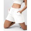 imageODODOS Womens Sweat Shorts 5quot Cotton French Terry High Waist Workout Casual Lounge Shorts with PocketsWhite