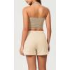 imageODODOS Womens Sweat Shorts Cotton French Terry Curved Hem Workout Casual Relaxed Lounge Shorts with PocketsBeige