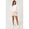 imageODODOS Womens Sweat Shorts Cotton French Terry Curved Hem Workout Casual Relaxed Lounge Shorts with PocketsBeige