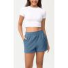 imageODODOS Womens Sweat Shorts Cotton French Terry Curved Hem Workout Casual Relaxed Lounge Shorts with PocketsSteel Blue
