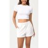 imageODODOS Womens Sweat Shorts Cotton French Terry Curved Hem Workout Casual Relaxed Lounge Shorts with PocketsWhite