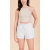 imageODODOS Womens Sweat Shorts Cotton French Terry Curved Hem Workout Casual Relaxed Lounge Shorts with PocketsWhite Heather