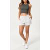 imageODODOS Womens Sweat Shorts Cotton French Terry Curved Hem Workout Casual Relaxed Lounge Shorts with PocketsWhite Heather