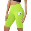 imageODODOS Womens Tummy Control Yoga Shorts 20 with Pockets High Waist Athletic Workout Shorts5quot  8quot  10quot InseamNeon Green Yellow