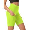 imageODODOS Womens Tummy Control Yoga Shorts 20 with Pockets High Waist Athletic Workout Shorts5quot  8quot  10quot InseamNeon Green Yellow