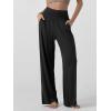 imageODODOS Womens Wide Leg Palazzo Lounge Pants with Pockets Light Weight Loose Comfy Casual Pajama Pants262830quot32quot InseamPure Black