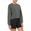 imageODODOS Modal Soft Long Sleeve Cropped Sweatshirts for Women Oversized Crew Neck Pullover Crop TopCharcoal Grey