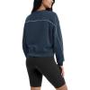 imageODODOS Modal Soft Long Sleeve Cropped Sweatshirts for Women Oversized Crew Neck Pullover Crop TopPiping Navy