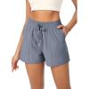 imageODODOS Stretch Woven Athletic Shorts for Women High Waist Summer Lightweight Casual Shorts with PocketsBlue