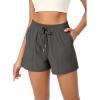 imageODODOS Stretch Woven Athletic Shorts for Women High Waist Summer Lightweight Casual Shorts with PocketsCharcoal