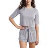 imageODODOS Womens PeachSoft Relaxed Fit Cropped TShirt Short Sleeve Crew Neck Casual Lounge TopLight Gray
