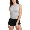 imageODODOS Womens Side Ruched Muscle Tee PeachSoft Sleeveless Shirts Crew Neck Tank TopsHeather Grey