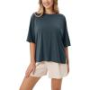 imageODODOS Womens Side Split Tee Modal Soft Raglan Short Sleeve Relaxed Fit Casual Lounge TShirts Yoga TopsDeep Teal
