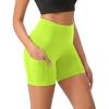 imageODODOS Womens Tummy Control Yoga Shorts 20 with Pockets High Waist Athletic Workout Shorts5quot  8quot  10quot InseamNeon Green Yellow