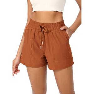 imageODODOS Stretch Woven Athletic Shorts for Women High Waist Summer Lightweight Casual Shorts with PocketsBurnt Orange