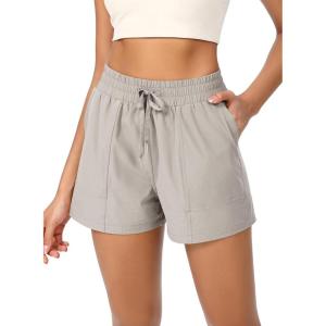 imageODODOS Stretch Woven Athletic Shorts for Women High Waist Summer Lightweight Casual Shorts with PocketsLight Gray