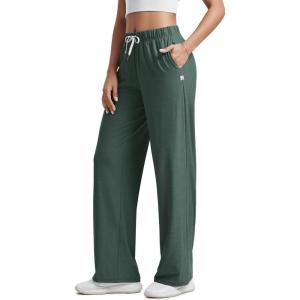 imageODODOS Womens Straight Leg Pants Ultra Soft Stratum Tech Relaxed Casual Pajama Lounge Pants with Pockets29 InseamAspen Heather
