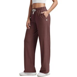 imageODODOS Womens Straight Leg Pants Ultra Soft Stratum Tech Relaxed Casual Pajama Lounge Pants with Pockets29 InseamJava Heather