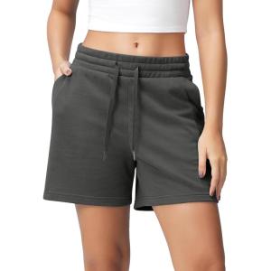 imageODODOS Womens Sweat Shorts 5quot Cotton French Terry High Waist Workout Casual Lounge Shorts with PocketsCharcoal