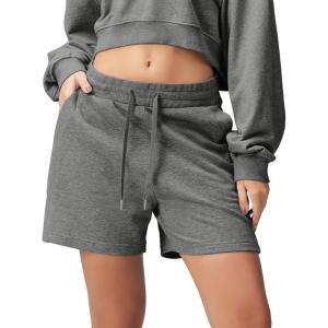 imageODODOS Womens Sweat Shorts 5quot Cotton French Terry High Waist Workout Casual Lounge Shorts with PocketsCharcoal Heather