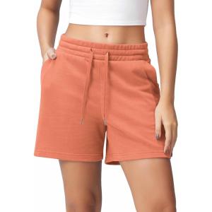 imageODODOS Womens Sweat Shorts 5quot Cotton French Terry High Waist Workout Casual Lounge Shorts with PocketsDusted Clay