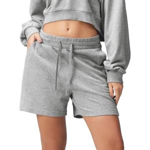 imageODODOS Womens Sweat Shorts 5quot Cotton French Terry High Waist Workout Casual Lounge Shorts with PocketsGrey Heather