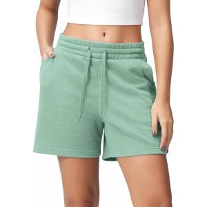 imageODODOS Womens Sweat Shorts 5quot Cotton French Terry High Waist Workout Casual Lounge Shorts with PocketsLichen